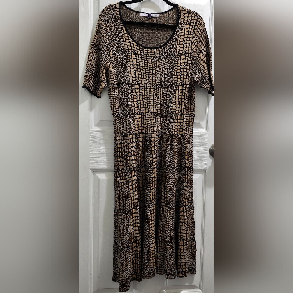Luxe By Carmen Marc Valvo Sweater Dress Womens Size 1x Fit & Flare Anima…